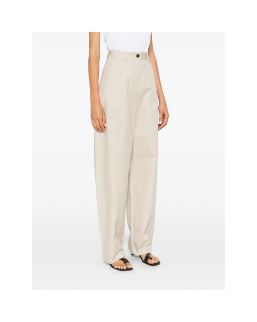 Covert White Belt-Loop Trousers