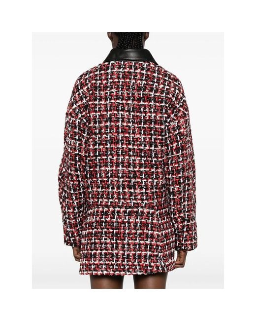 IRO Red Nuffy Tweed Leather-Collar Jacket