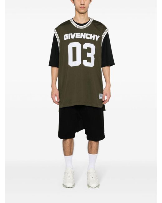 Givenchy Black Logo-Print Cotton T-Shirt for men