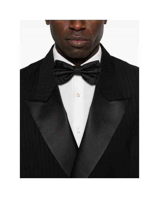 Reveres 1949 Black Shawl-Lapel Striped Suit for men