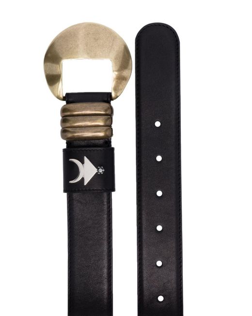 Inan Black Logo-Plaque Leather Belt