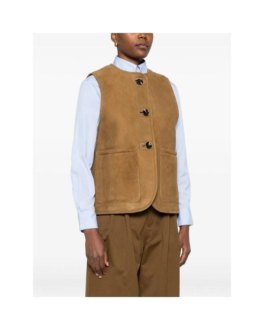 Soeur Natural Buttoned Suede Waistcoat