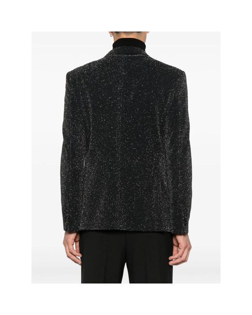 Reveres 1949 Black Lurex-Detail Single-Breasted Blazer for men