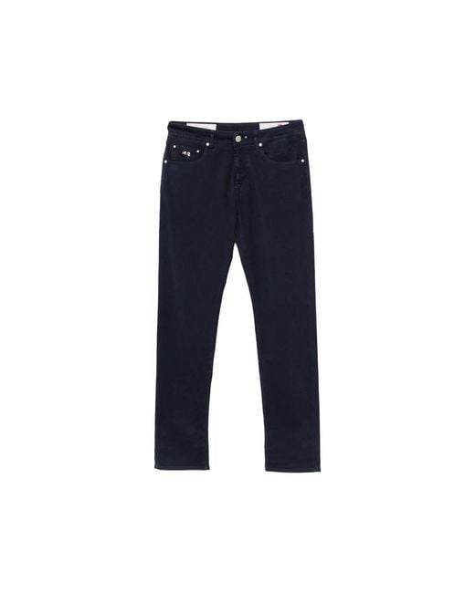 Tramarossa Blue Michelangelo Logo-Patch Trousers for men