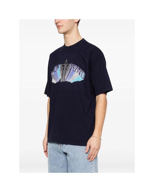 Badfriend Blue Graphic-Print T-Shirt for men