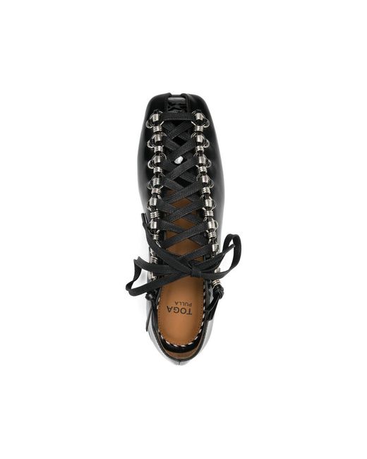 Toga Black Lace-Up Pumps