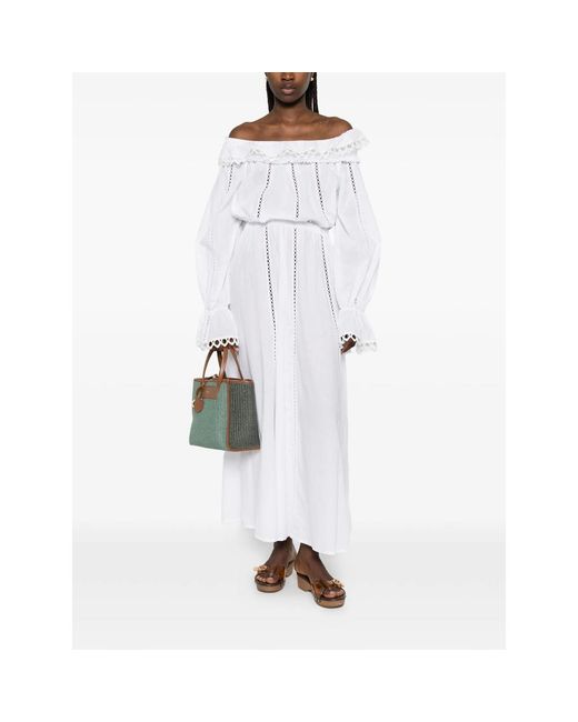 LES FILLES D'EVA White Lace-Trim Maxi Dress