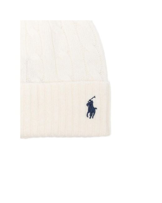 Ralph Lauren White Cable-Knit Beanie Hat for men