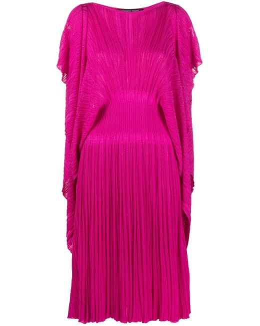 Antonino Valenti Pink Fully Pleated Slit-Sleeve Dress