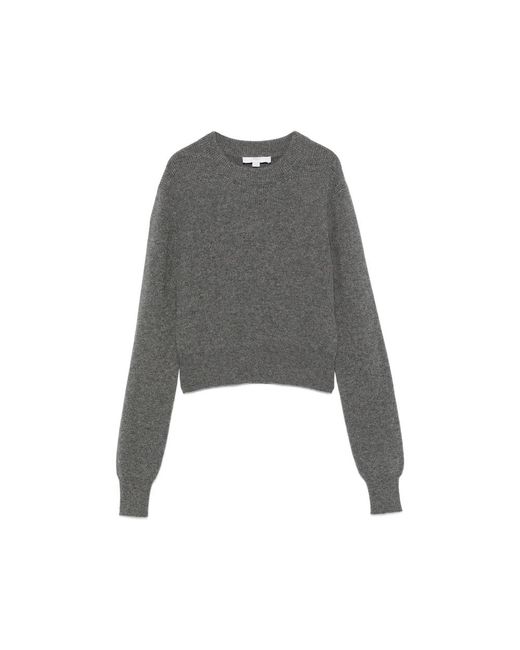 Malo Gray Ribbed-Knit Cropped Sweater