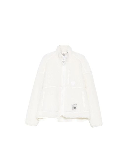 Maison Mihara Yasuhiro White Fleece Zip-Up Jacket for men