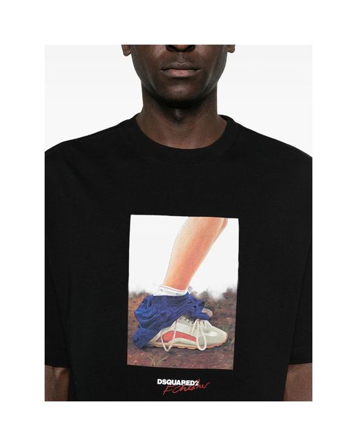 DSquared² Black Short-Sleeve Crew-Neck T-Shirt for men