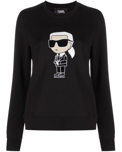 Karl Lagerfeld Black Ikonik Organic-cotton Sweatshirt