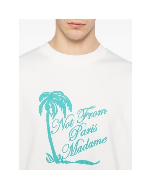 Drole de Monsieur Blue Slogan Palmiers T-Shirt for men