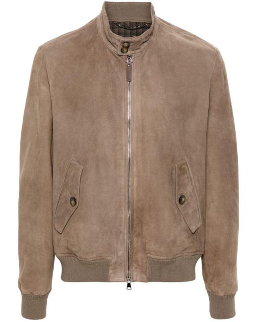 Canali Brown Suede Bomber Jacket for men