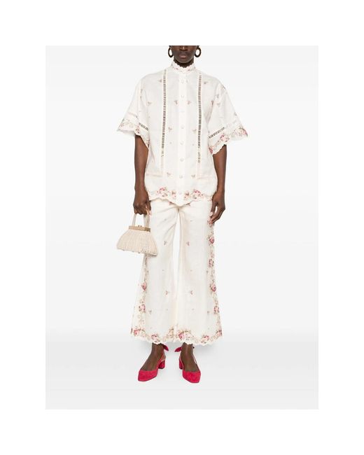 Zimmermann White Patience Lace Floral Shirt