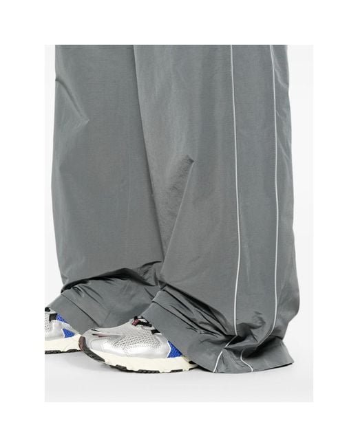 Balenciaga Gray Logo-Print Piping-Detail Track Pants for men