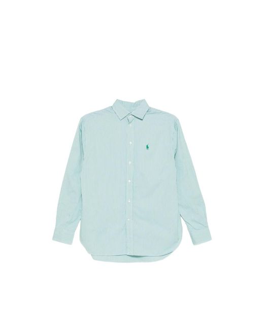 Ralph Lauren Blue Relaxed Fit Striped Cotton Shirt