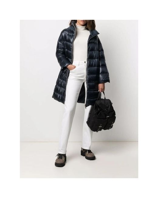 Herno Blue Down-Feather Mid-Length Coat