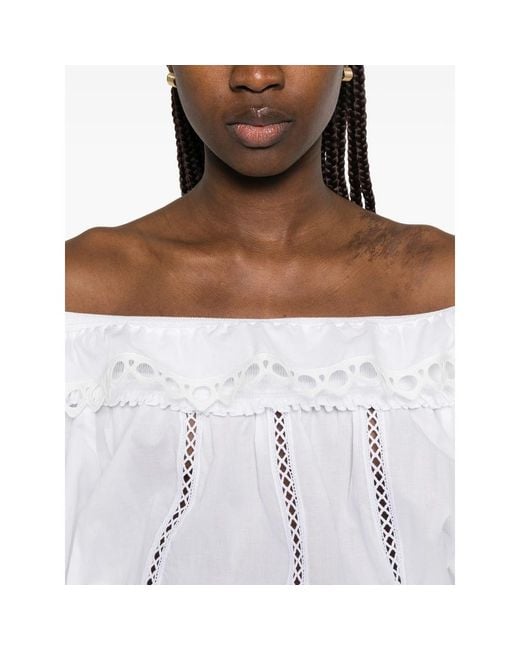 LES FILLES D'EVA White Lace-Trim Maxi Dress
