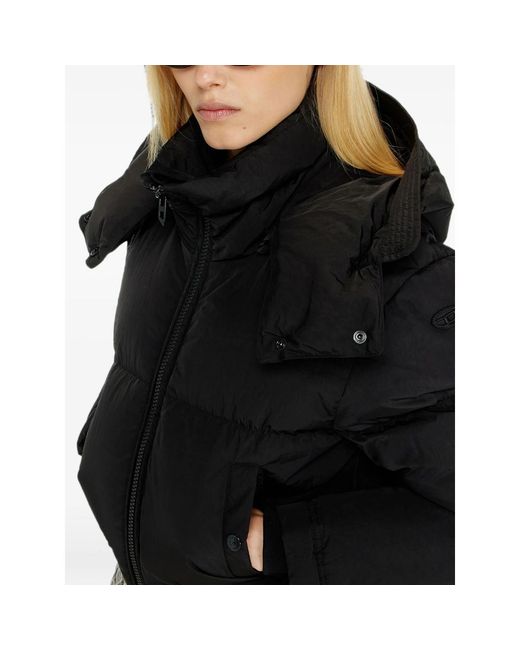 DIESEL Black Wrinkled-Nylon Down Puffer Jacket With Detachable Hood