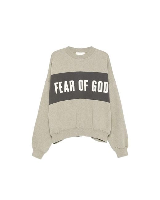 Fear Of God White Cropped Relaxed Panelled Sweatshirt for men