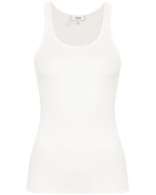 Agolde White Sleeveless Ribbed-Knit Top