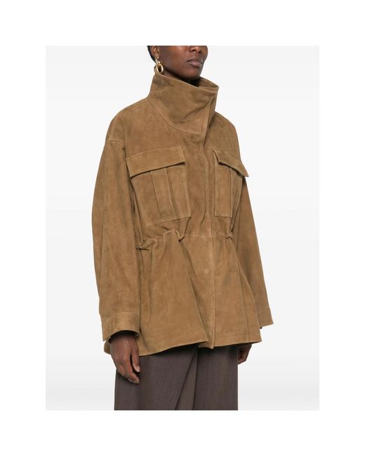 Rohe Brown Drawstring-Waist Suede Jacket