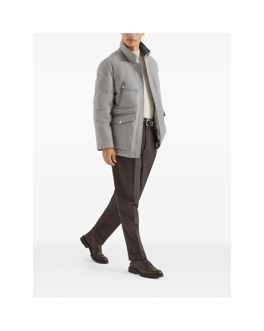Brunello Cucinelli Gray Down Jacket for men