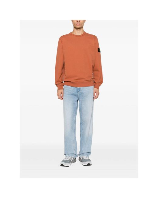 Stone Island Orange Compass Patch Crew-Neck Sweater for men