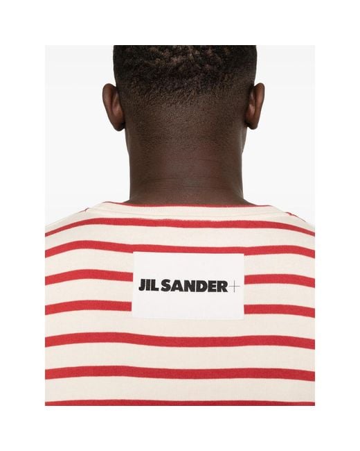Jil Sander Pink Striped-Pattern Long-Sleeve T-Shirt for men