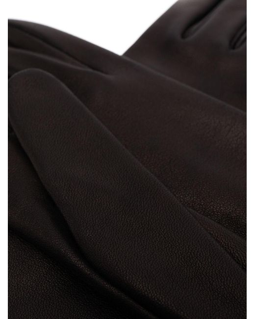 Saint Laurent Black Full-Finger Design Leather Gloves