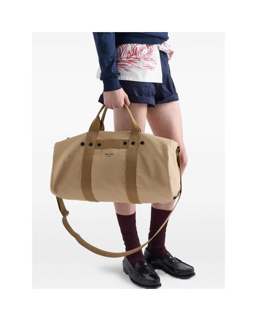 Prada Brown Canvas Duffel Bag for men