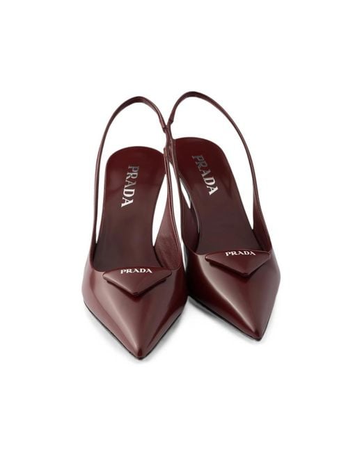 Prada Purple Brushed Leather Slingback Pumps