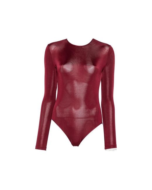 Saint Laurent Red Open-Back Long-Sleeve Bodysuit