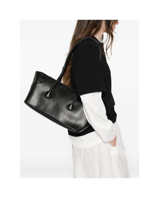 MARGE SHERWOOD Black Zip-Top Leather Shoulder Bag