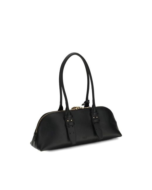 Pinko Black Luxury Shoulder Bag With Logo Charm