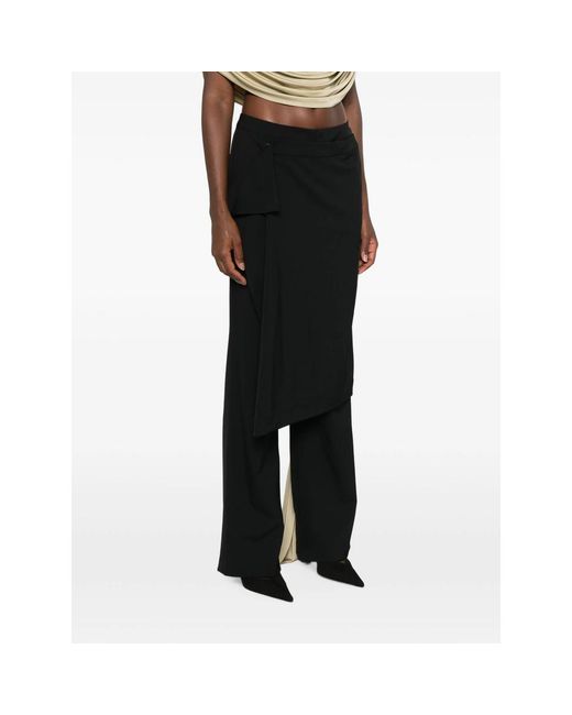 LE SULLY STUDIO Black Layered-Panel Tailored Trousers