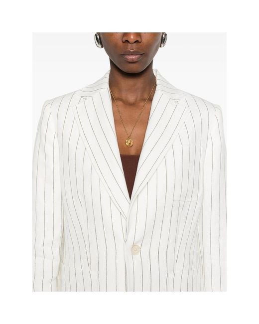 Ralph Lauren White Striped Afton Blazer
