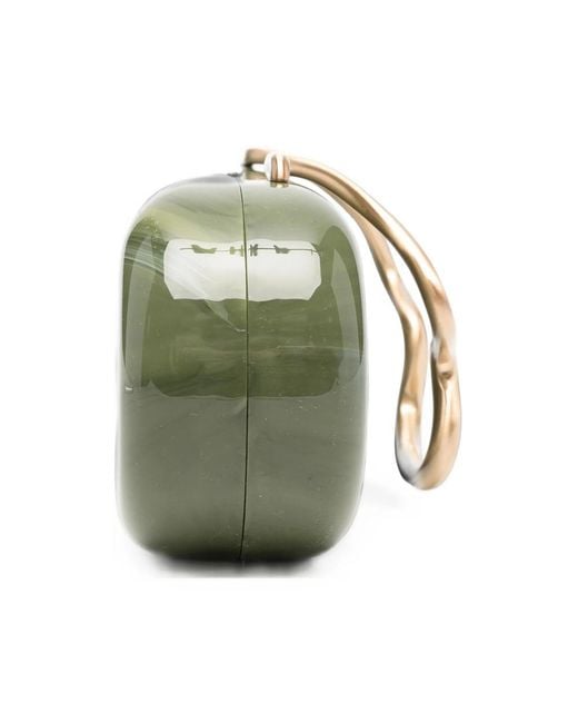 Cult Gaia Green Ilaria Marble-Effect Sculptural Clutch Bag