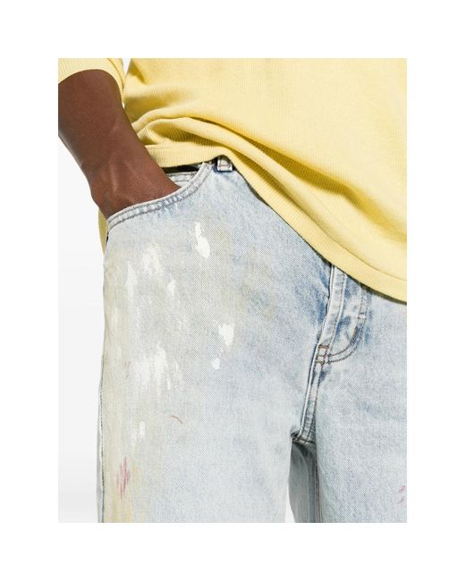 Cole Buxton Blue Paint-Splatter Distressed Jeans for men