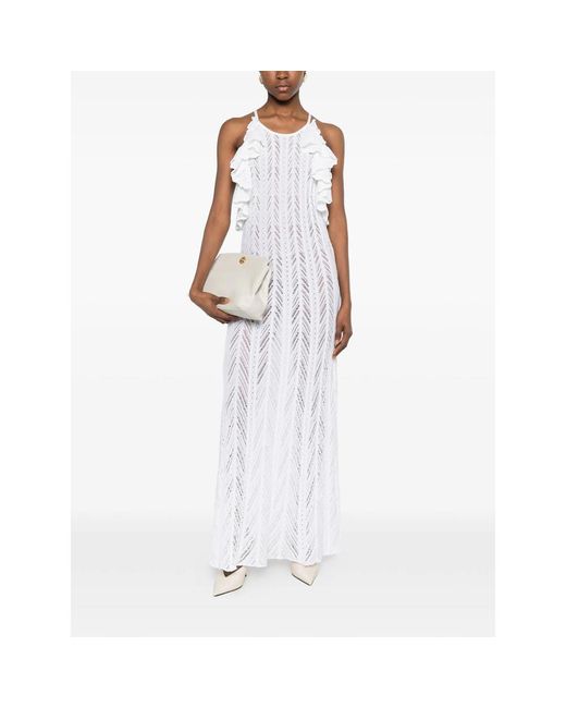 Antonino Valenti White Guinea Ruffled Maxi Dress