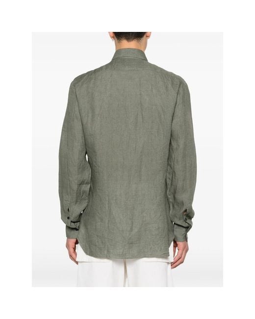 Barba Napoli Gray Button Shirt for men