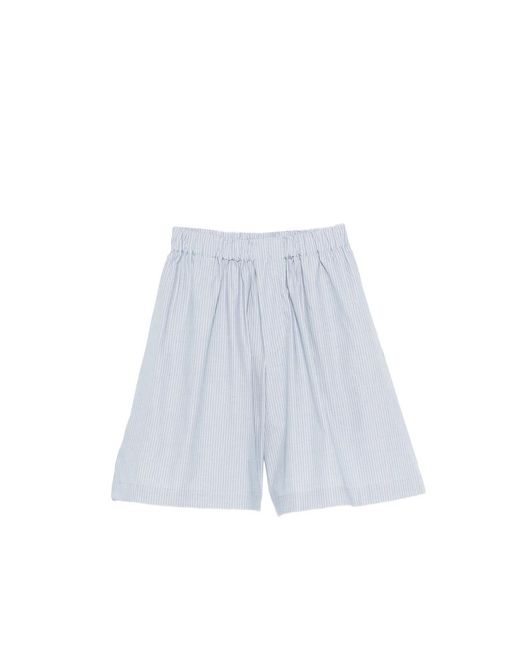 Baserange Blue Striped Elasticated-Waistband Shorts