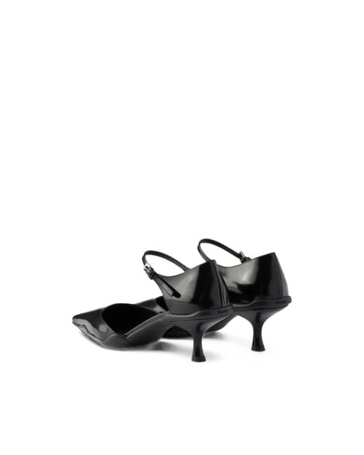Prada Black Brushed-Leather D'Orsay Pumps