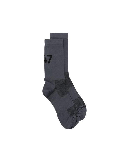 Represent Blue Logo-Intarsia Mesh-Panel Socks for men