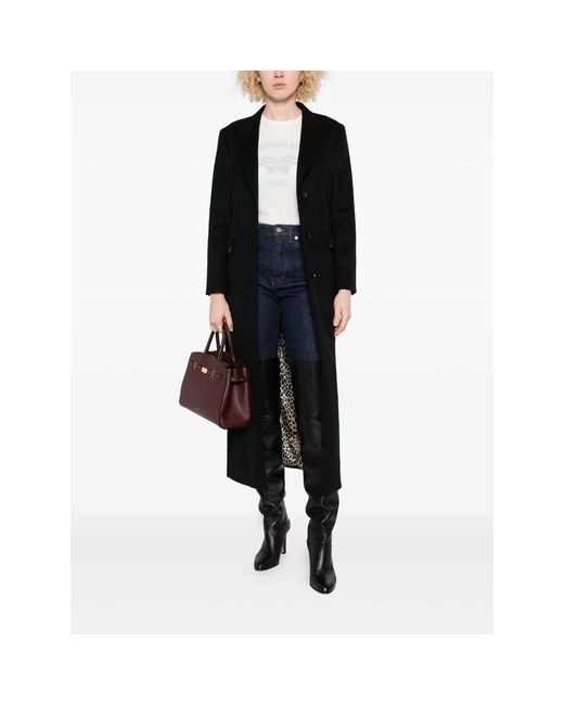 Eraldo Black Leopard-Print Lined Coat
