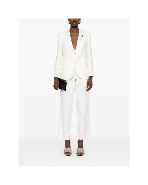 Lardini White Brooch-Detail Blazer