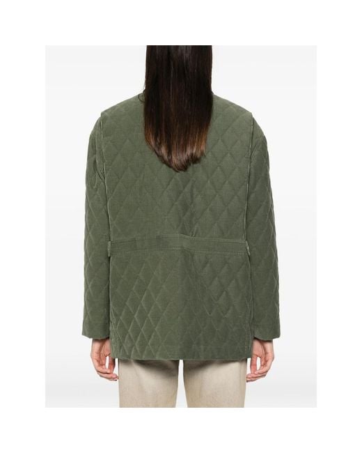 Blazé Milano Green Quilted Corduroy-Collar Jacket