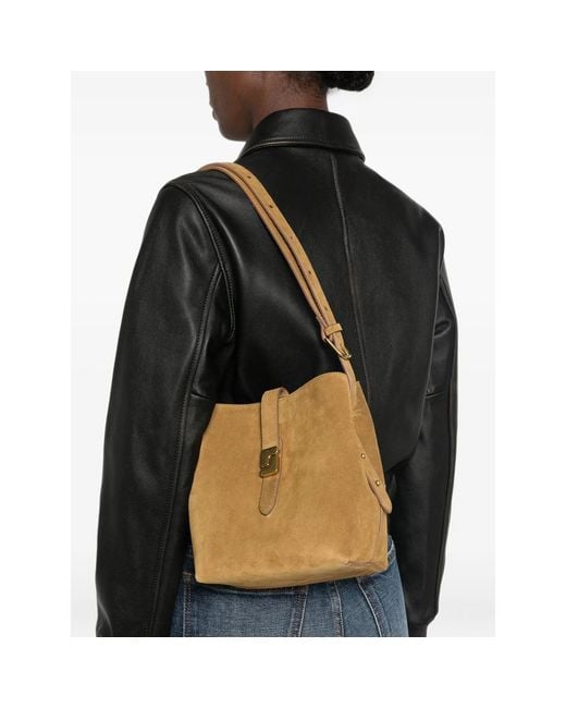 Soeur Brown Mini Bello Suede Shoulder Bag